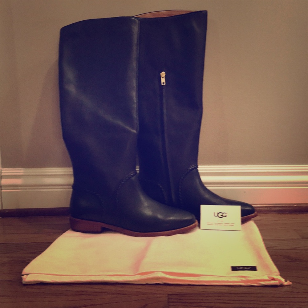 NWT black Ugg riding boots, size 9.5